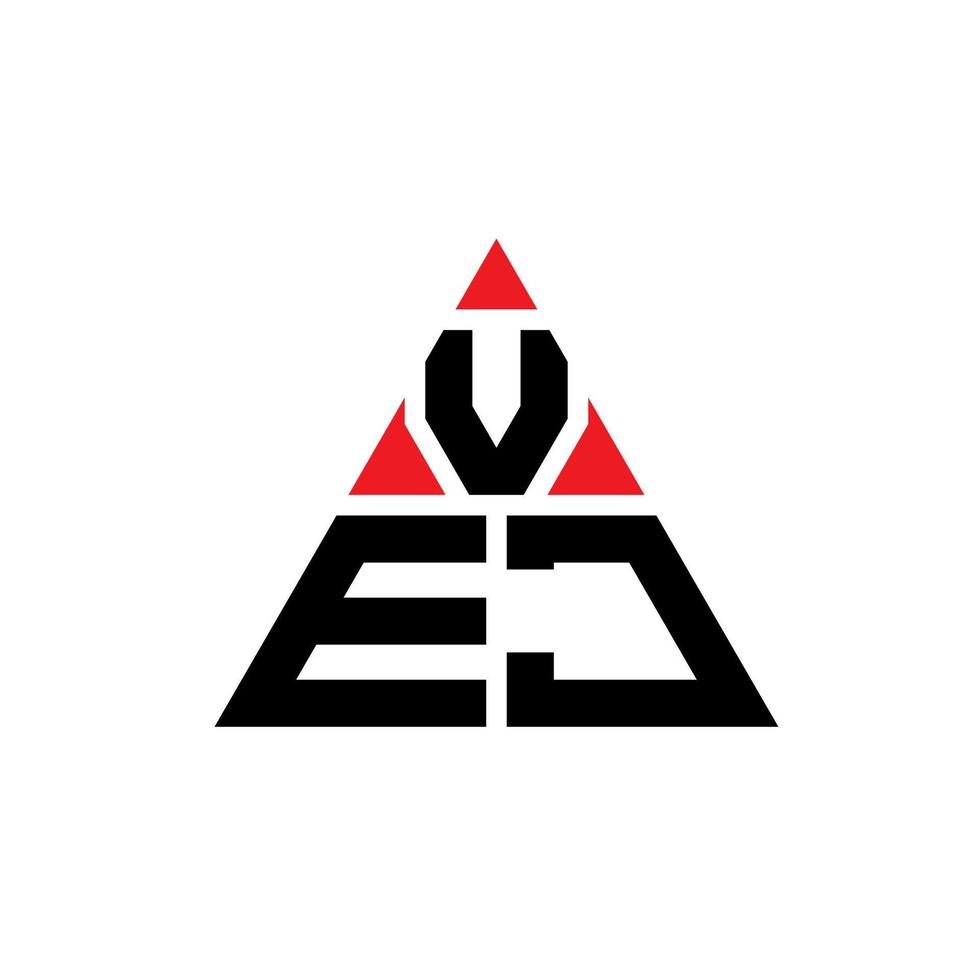 diseño de logotipo de letra de triángulo vej con forma de triángulo. monograma de diseño del logotipo del triángulo vej. plantilla de logotipo de vector de triángulo vej con color rojo. logotipo triangular vej logotipo simple, elegante y lujoso.