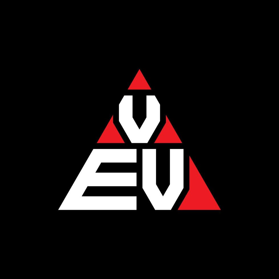 diseño de logotipo de letra de triángulo vev con forma de triángulo. monograma de diseño de logotipo de triángulo vev. plantilla de logotipo de vector de triángulo vev con color rojo. logotipo triangular vev logotipo simple, elegante y lujoso.