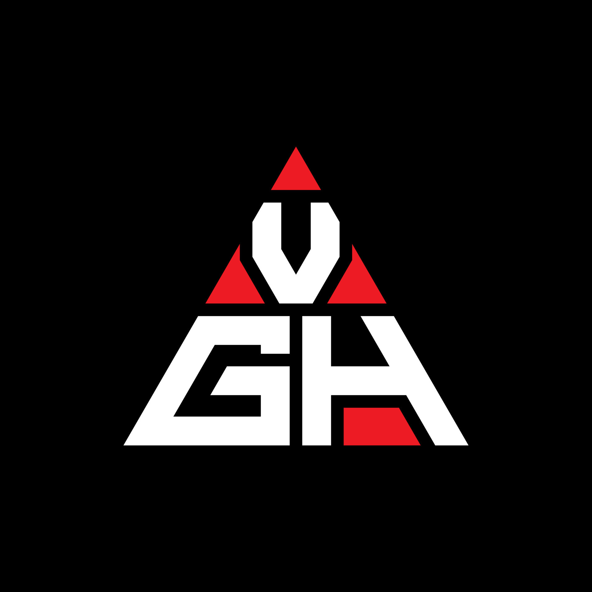 Diseño de logotipo de letra triangular vgh con forma de triángulo