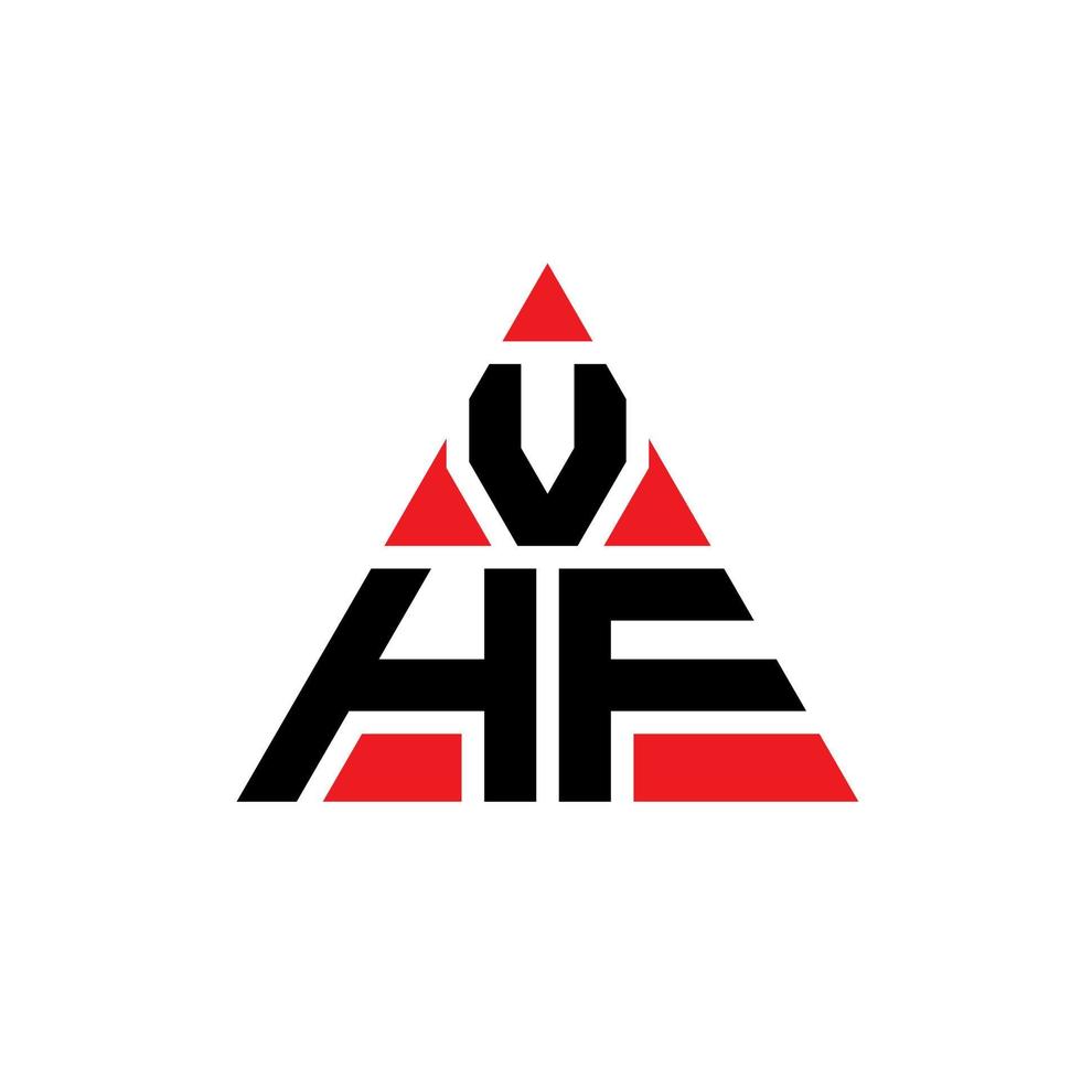 VHF triangle letter logo design with triangle shape. VHF triangle logo design monogram. VHF triangle vector logo template with red color. VHF triangular logo Simple, Elegant, and Luxurious Logo.