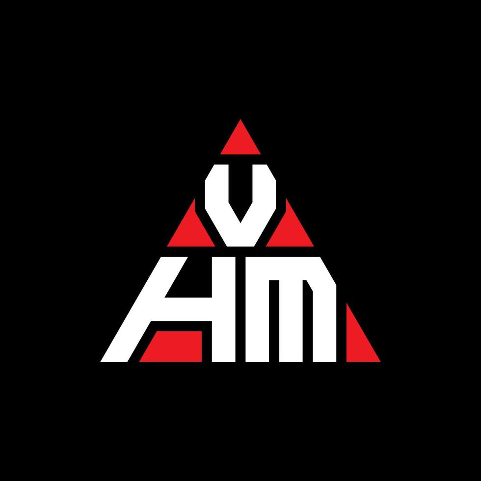 VHM triangle letter logo design with triangle shape. VHM triangle logo design monogram. VHM triangle vector logo template with red color. VHM triangular logo Simple, Elegant, and Luxurious Logo.