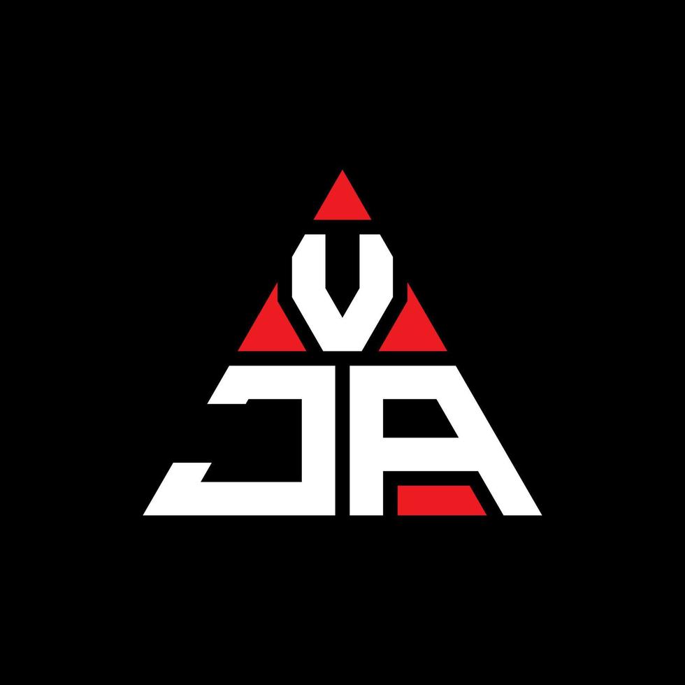 diseño de logotipo de letra triangular vja con forma de triángulo. monograma de diseño de logotipo de triángulo vja. plantilla de logotipo de vector de triángulo vja con color rojo. logotipo triangular vja logotipo simple, elegante y lujoso.