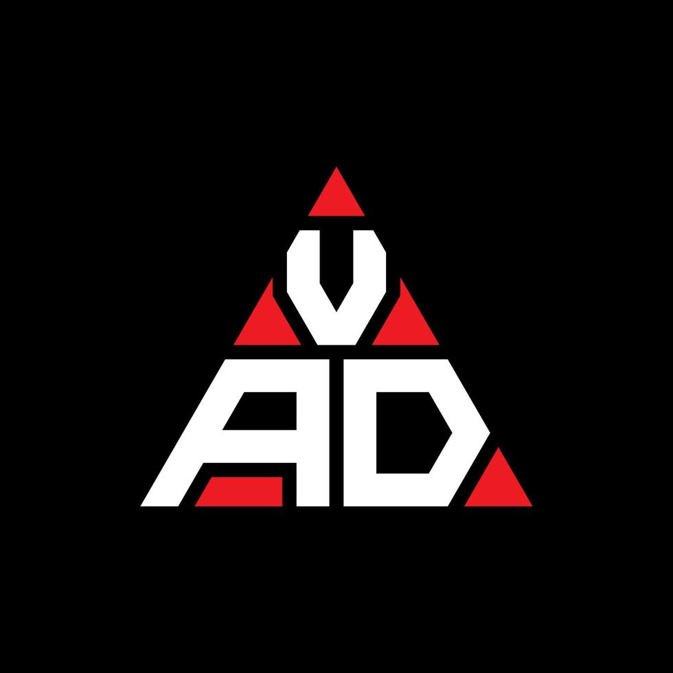 diseño de logotipo de letra de triángulo vad con forma de triángulo. monograma de diseño de logotipo de triángulo vad. plantilla de logotipo de vector de triángulo vad con color rojo. logotipo triangular vad logotipo simple, elegante y lujoso.