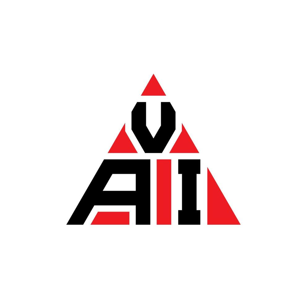 diseño de logotipo de letra triangular vai con forma de triángulo. monograma de diseño del logotipo del triángulo vai. plantilla de logotipo de vector de triángulo vai con color rojo. logotipo triangular vai logotipo simple, elegante y lujoso.