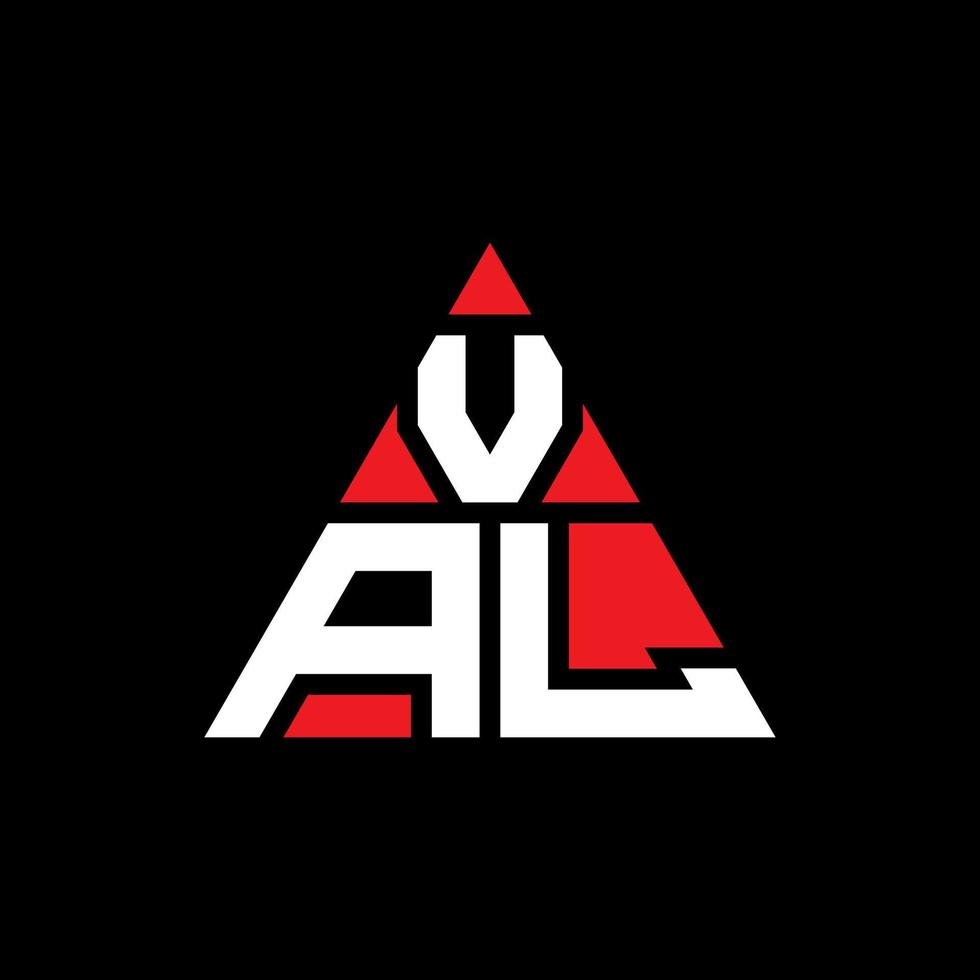 diseño de logotipo de letra de triángulo val con forma de triángulo. monograma de diseño del logotipo del triángulo val. plantilla de logotipo de vector de triángulo val con color rojo. logotipo triangular de val logotipo simple, elegante y lujoso.