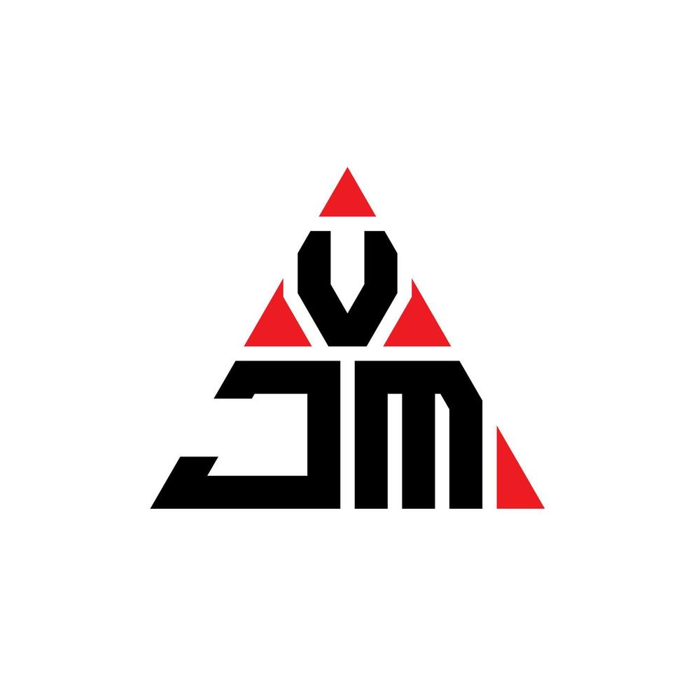 VJM triangle letter logo design with triangle shape. VJM triangle logo design monogram. VJM triangle vector logo template with red color. VJM triangular logo Simple, Elegant, and Luxurious Logo.