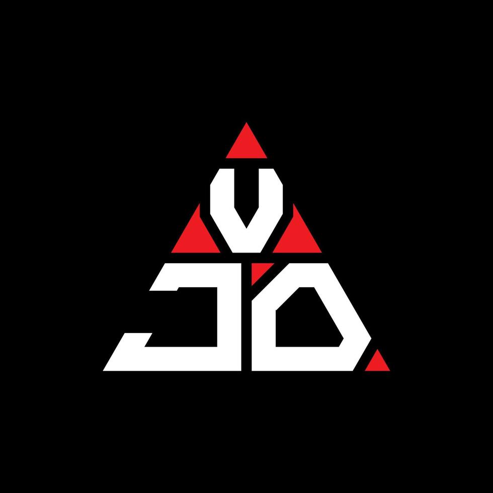 Diseño de logotipo de letra triangular vjo con forma de triángulo. monograma de diseño de logotipo de triángulo vjo. plantilla de logotipo de vector de triángulo vjo con color rojo. logotipo triangular vjo logotipo simple, elegante y lujoso.
