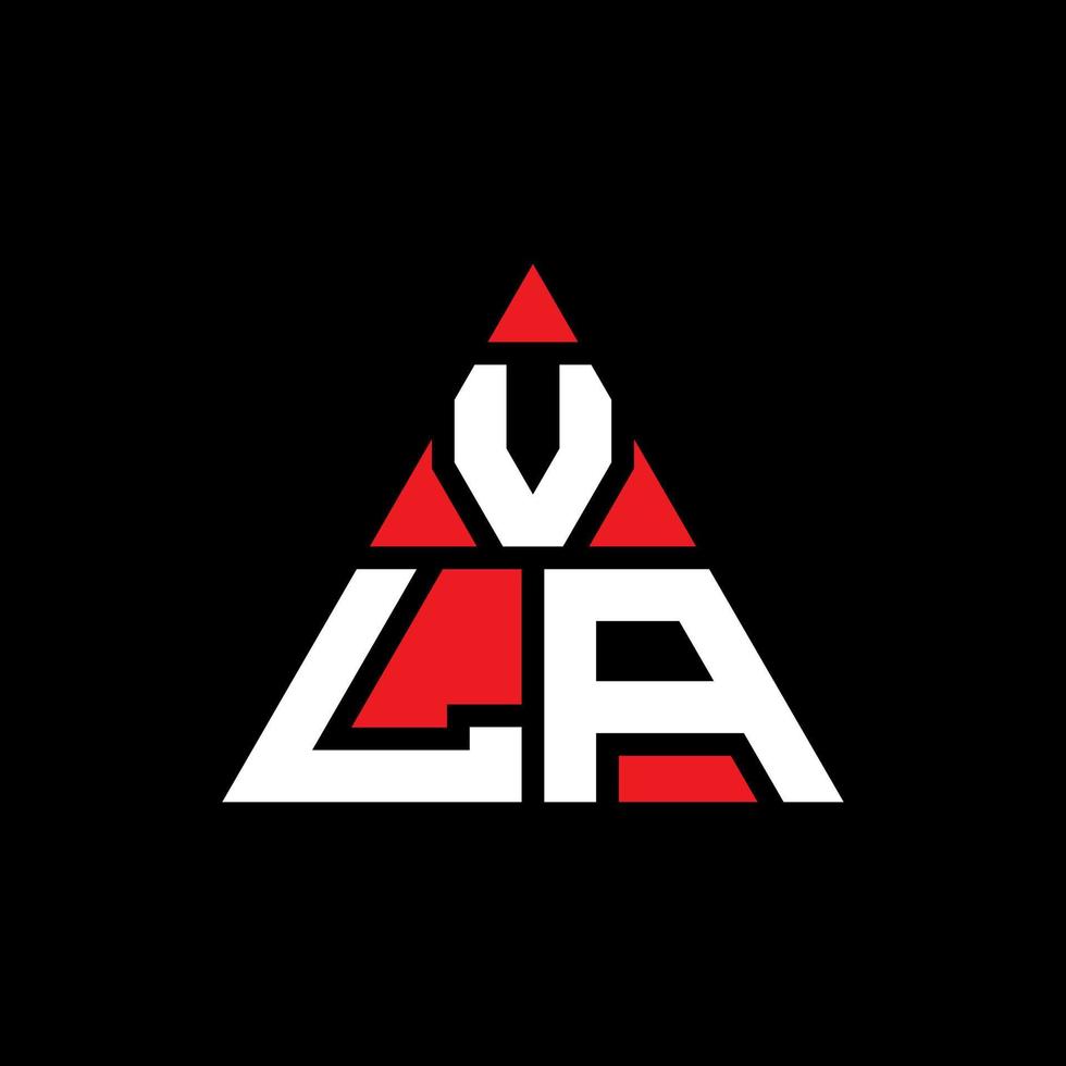 diseño de logotipo de letra triangular vla con forma de triángulo. monograma de diseño del logotipo del triángulo vla. plantilla de logotipo de vector de triángulo vla con color rojo. logotipo triangular vla logotipo simple, elegante y lujoso.