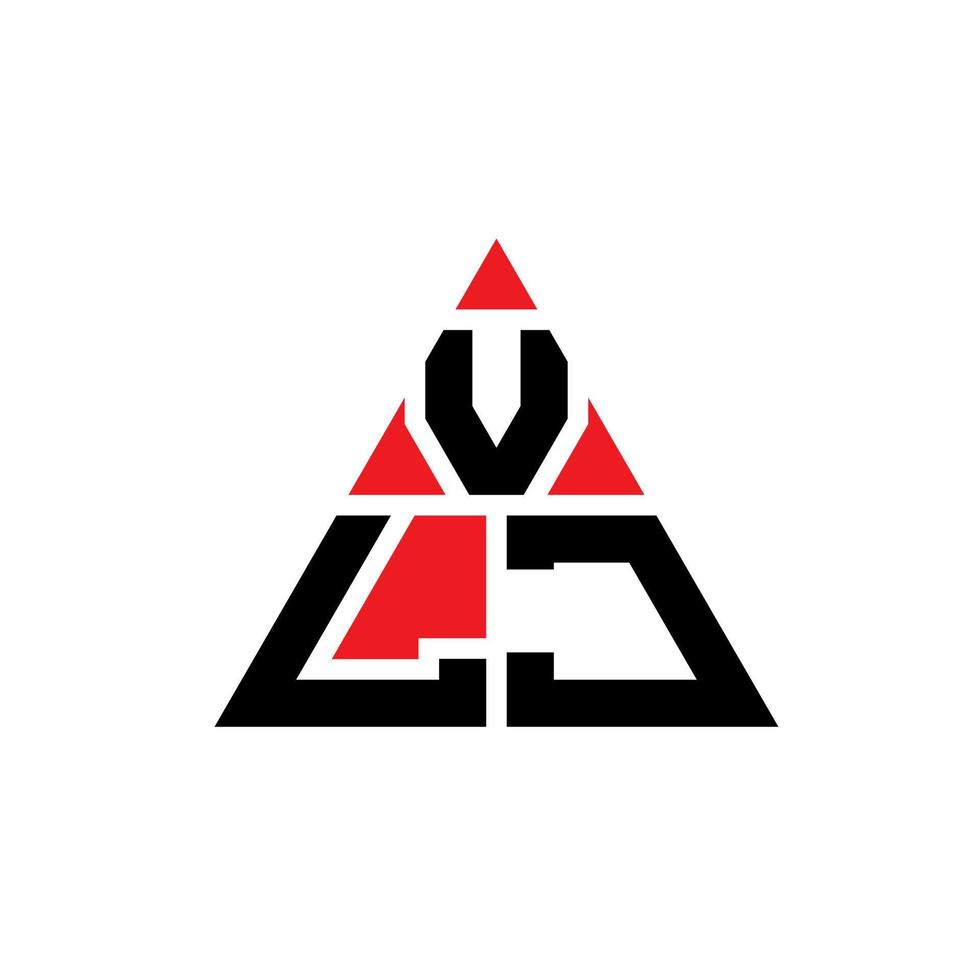 VLJ triangle letter logo design with triangle shape. VLJ triangle logo design monogram. VLJ triangle vector logo template with red color. VLJ triangular logo Simple, Elegant, and Luxurious Logo.