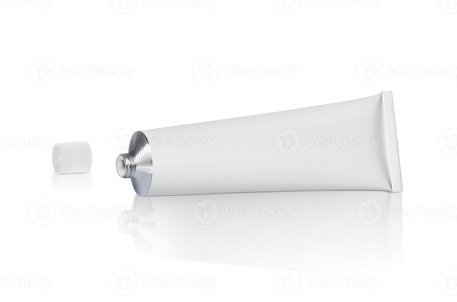 open blank white tube isolated on a white background photo