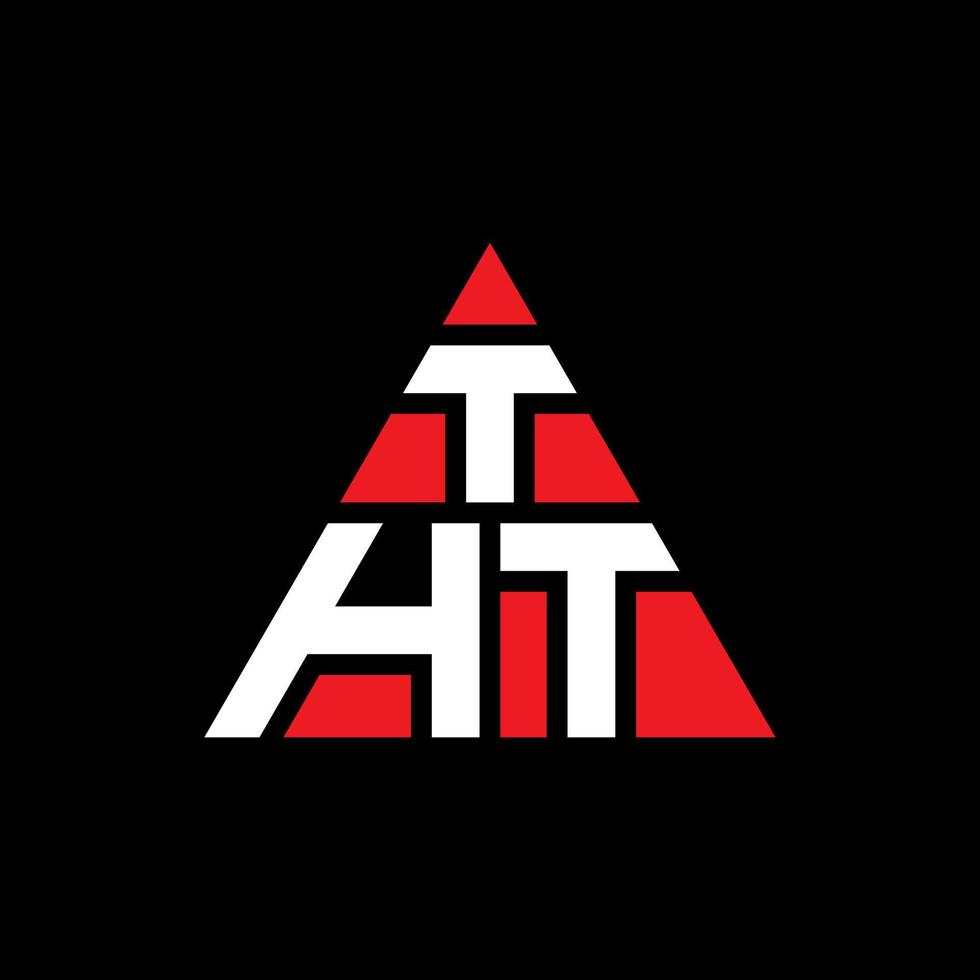 diseño de logotipo de letra triangular tht con forma de triángulo. el monograma de diseño del logotipo del triángulo. plantilla de logotipo de vector de triángulo tht con color rojo. el logo triangular logo simple, elegante y lujoso.