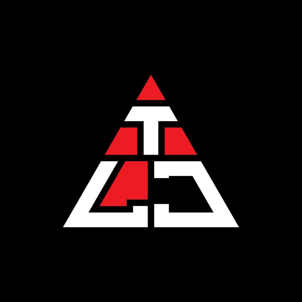 TLJ triangle letter logo design with triangle shape. TLJ triangle logo design monogram. TLJ triangle vector logo template with red color. TLJ triangular logo Simple, Elegant, and Luxurious Logo.