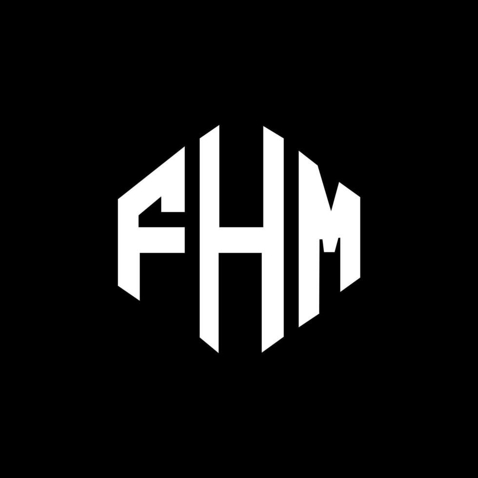 diseño de logotipo de letra fhm con forma de polígono. diseño de logotipo en forma de cubo y polígono fhm. plantilla de logotipo vectorial hexagonal fhm colores blanco y negro. Monograma fhm, logotipo comercial e inmobiliario. vector