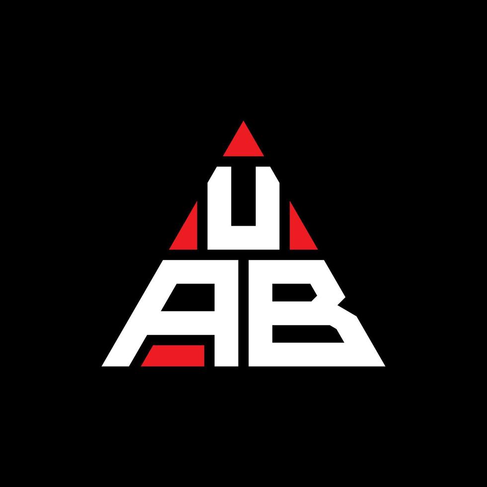 UAB triangle letter logo design with triangle shape. UAB triangle logo design monogram. UAB triangle vector logo template with red color. UAB triangular logo Simple, Elegant, and Luxurious Logo.