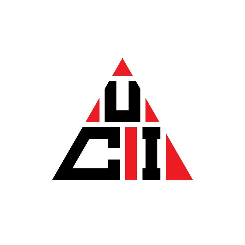 diseño de logotipo de letra triangular uci con forma de triángulo. monograma de diseño del logotipo del triángulo uci. plantilla de logotipo de vector de triángulo uci con color rojo. logotipo triangular uci logotipo simple, elegante y lujoso.