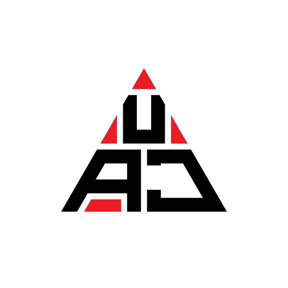 diseño de logotipo de letra triangular uaj con forma de triángulo. monograma de diseño del logotipo del triángulo uaj. plantilla de logotipo de vector de triángulo uaj con color rojo. logotipo triangular uaj logotipo simple, elegante y lujoso.