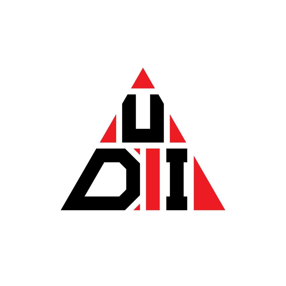 diseño de logotipo de letra triangular udi con forma de triángulo. monograma de diseño del logotipo del triángulo udi. plantilla de logotipo de vector de triángulo udi con color rojo. logotipo triangular udi logotipo simple, elegante y lujoso.