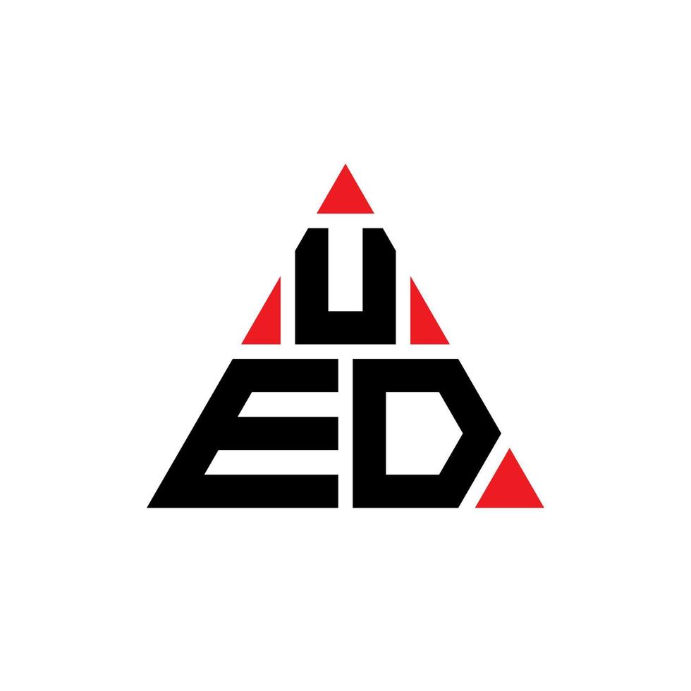 UED triangle letter logo design with triangle shape. UED triangle logo design monogram. UED triangle vector logo template with red color. UED triangular logo Simple, Elegant, and Luxurious Logo.