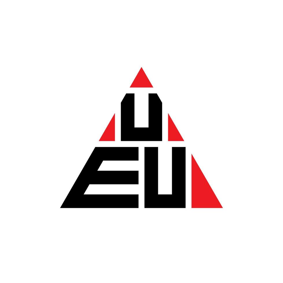 UEU triangle letter logo design with triangle shape. UEU triangle logo design monogram. UEU triangle vector logo template with red color. UEU triangular logo Simple, Elegant, and Luxurious Logo.