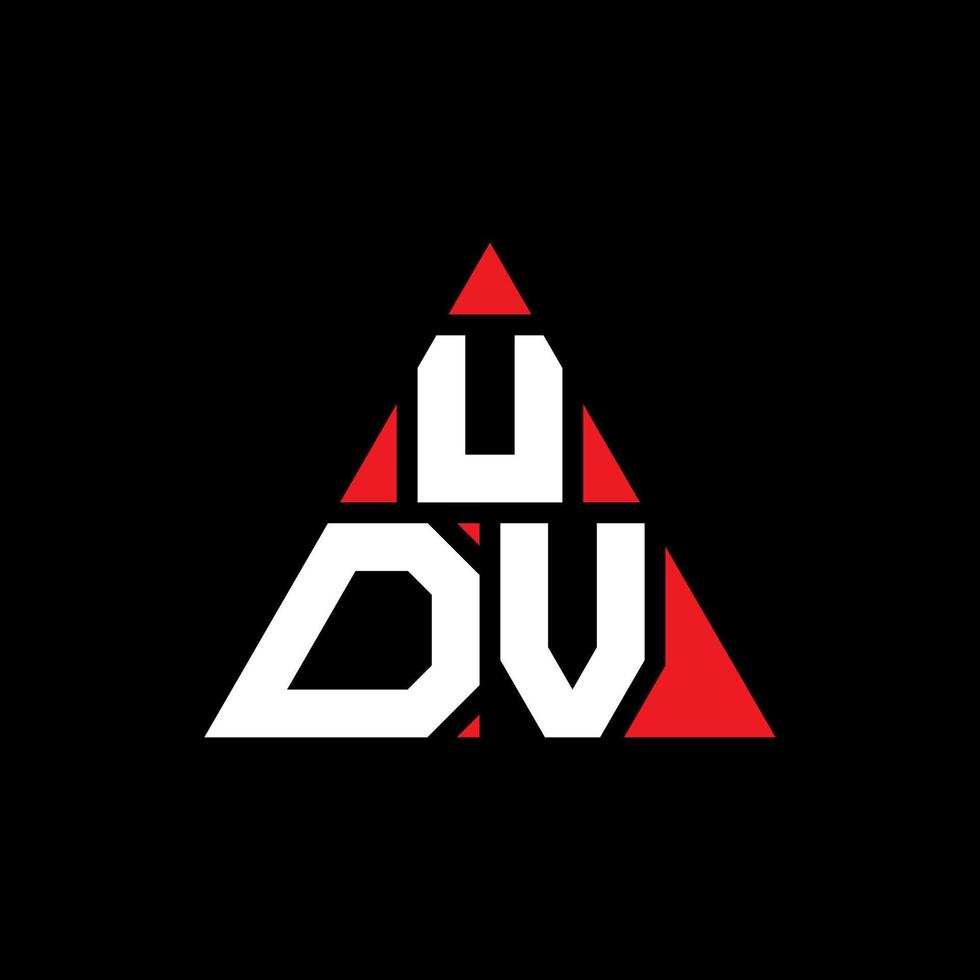 diseño de logotipo de letra triangular udv con forma de triángulo. monograma de diseño de logotipo de triángulo udv. plantilla de logotipo de vector de triángulo udv con color rojo. logotipo triangular udv logotipo simple, elegante y lujoso.