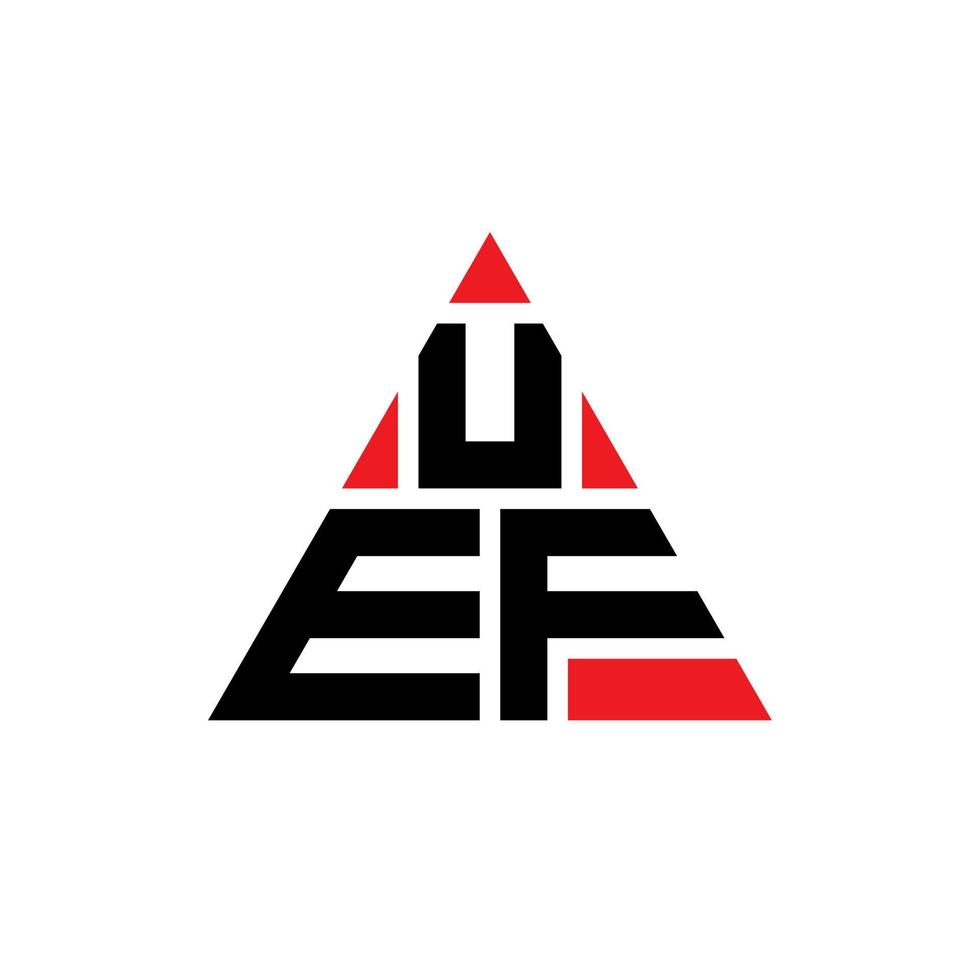 diseño de logotipo de letra triangular uef con forma de triángulo. monograma de diseño del logotipo del triángulo uef. plantilla de logotipo de vector de triángulo uef con color rojo. logotipo triangular uef logotipo simple, elegante y lujoso.