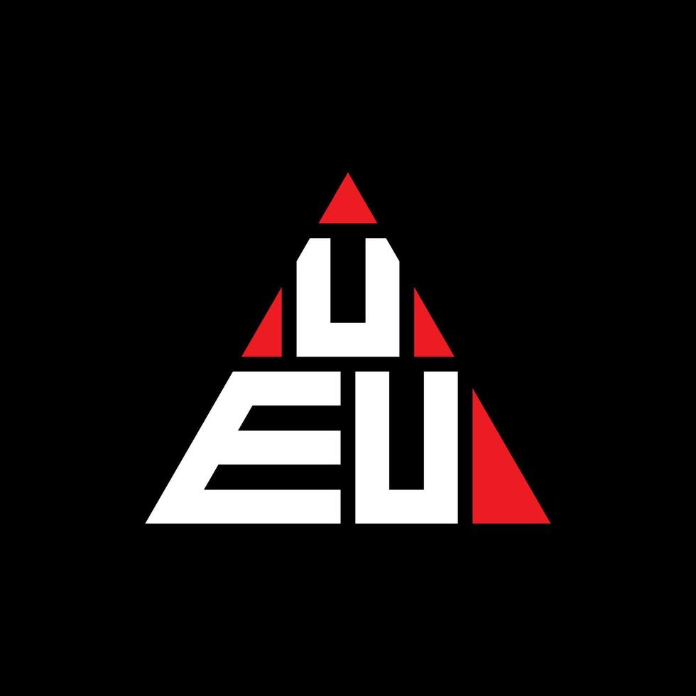 UEU triangle letter logo design with triangle shape. UEU triangle logo design monogram. UEU triangle vector logo template with red color. UEU triangular logo Simple, Elegant, and Luxurious Logo.