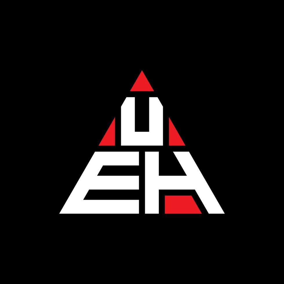 UEH triangle letter logo design with triangle shape. UEH triangle logo design monogram. UEH triangle vector logo template with red color. UEH triangular logo Simple, Elegant, and Luxurious Logo.
