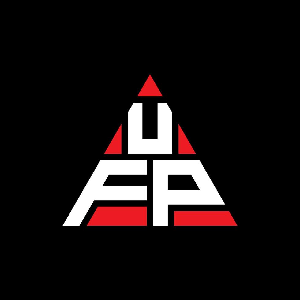 UFP triangle letter logo design with triangle shape. UFP triangle logo design monogram. UFP triangle vector logo template with red color. UFP triangular logo Simple, Elegant, and Luxurious Logo.