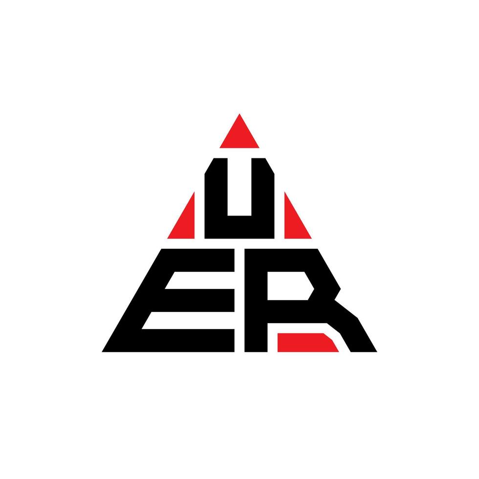 UER triangle letter logo design with triangle shape. UER triangle logo design monogram. UER triangle vector logo template with red color. UER triangular logo Simple, Elegant, and Luxurious Logo.