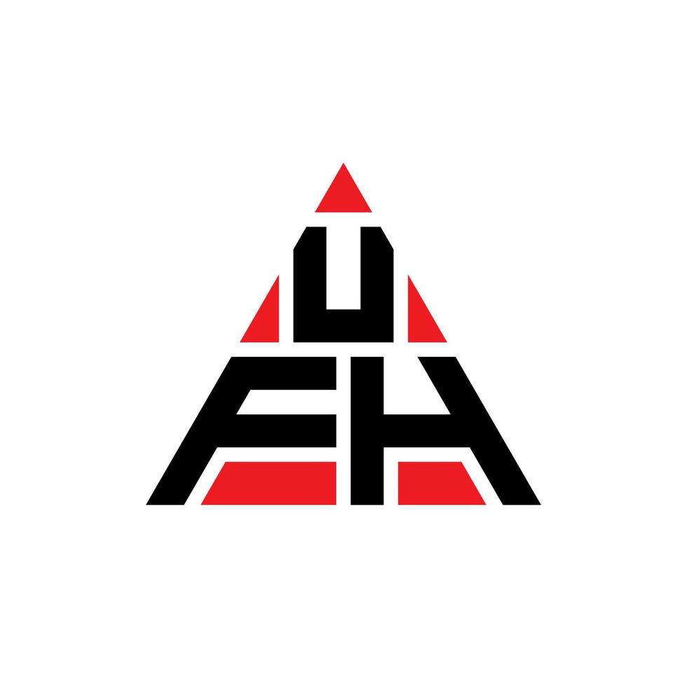 UFH triangle letter logo design with triangle shape. UFH triangle logo design monogram. UFH triangle vector logo template with red color. UFH triangular logo Simple, Elegant, and Luxurious Logo.