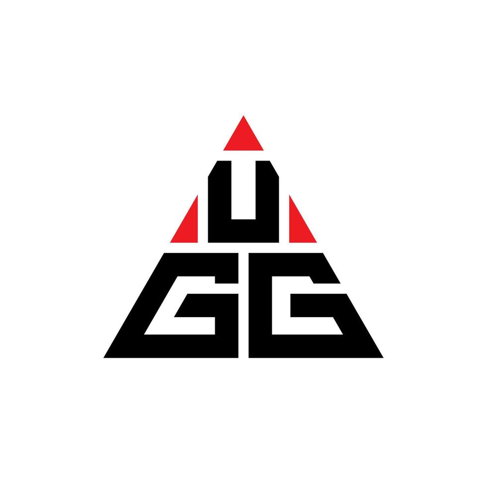 UGG triangle letter logo design with triangle shape. UGG triangle logo design monogram. UGG triangle vector logo template with red color. UGG triangular logo Simple, Elegant, and Luxurious Logo.