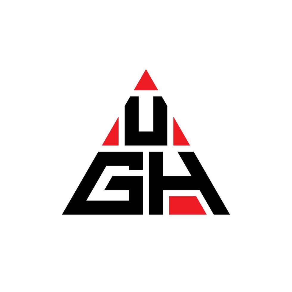 UGH triangle letter logo design with triangle shape. UGH triangle logo design monogram. UGH triangle vector logo template with red color. UGH triangular logo Simple, Elegant, and Luxurious Logo.