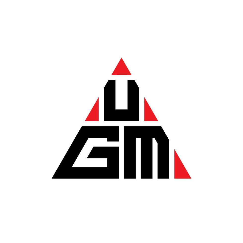 UGM triangle letter logo design with triangle shape. UGM triangle logo design monogram. UGM triangle vector logo template with red color. UGM triangular logo Simple, Elegant, and Luxurious Logo.