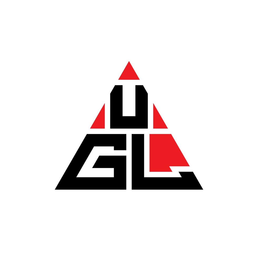 UGL triangle letter logo design with triangle shape. UGL triangle logo design monogram. UGL triangle vector logo template with red color. UGL triangular logo Simple, Elegant, and Luxurious Logo.