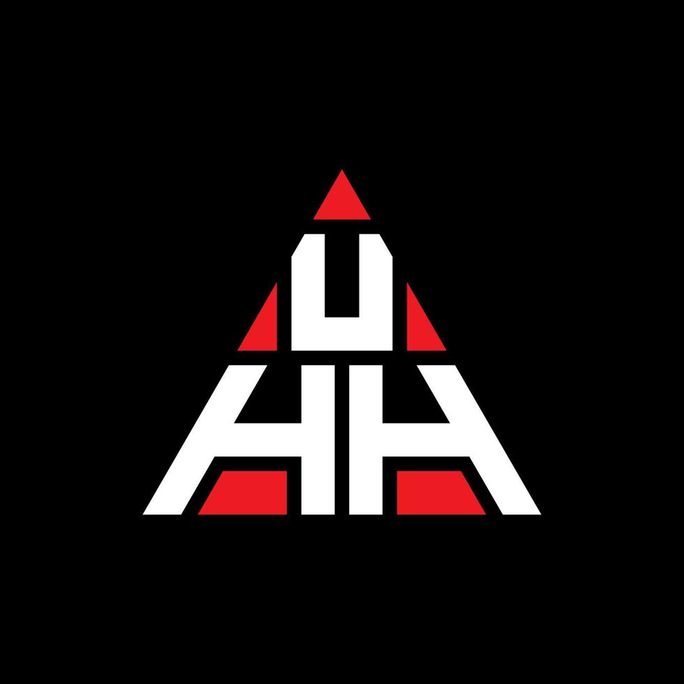 UHH triangle letter logo design with triangle shape. UHH triangle logo design monogram. UHH triangle vector logo template with red color. UHH triangular logo Simple, Elegant, and Luxurious Logo.