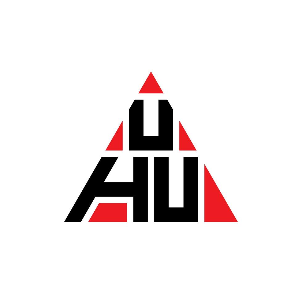 UHU triangle letter logo design with triangle shape. UHU triangle logo design monogram. UHU triangle vector logo template with red color. UHU triangular logo Simple, Elegant, and Luxurious Logo.