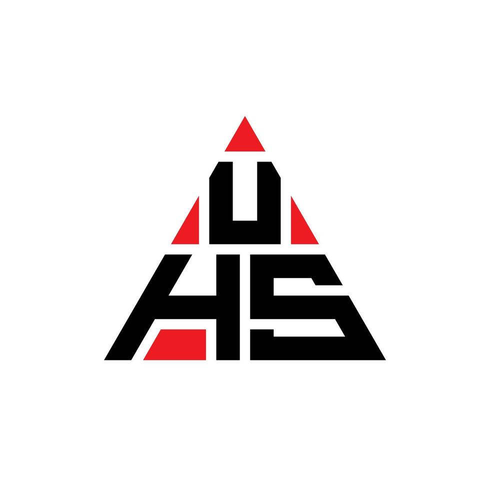 UHS triangle letter logo design with triangle shape. UHS triangle logo design monogram. UHS triangle vector logo template with red color. UHS triangular logo Simple, Elegant, and Luxurious Logo.