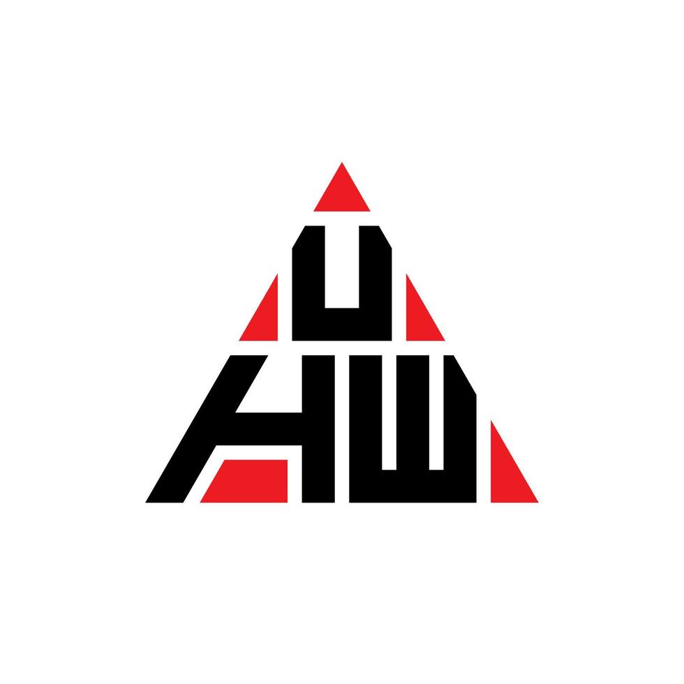 UHW triangle letter logo design with triangle shape. UHW triangle logo design monogram. UHW triangle vector logo template with red color. UHW triangular logo Simple, Elegant, and Luxurious Logo.