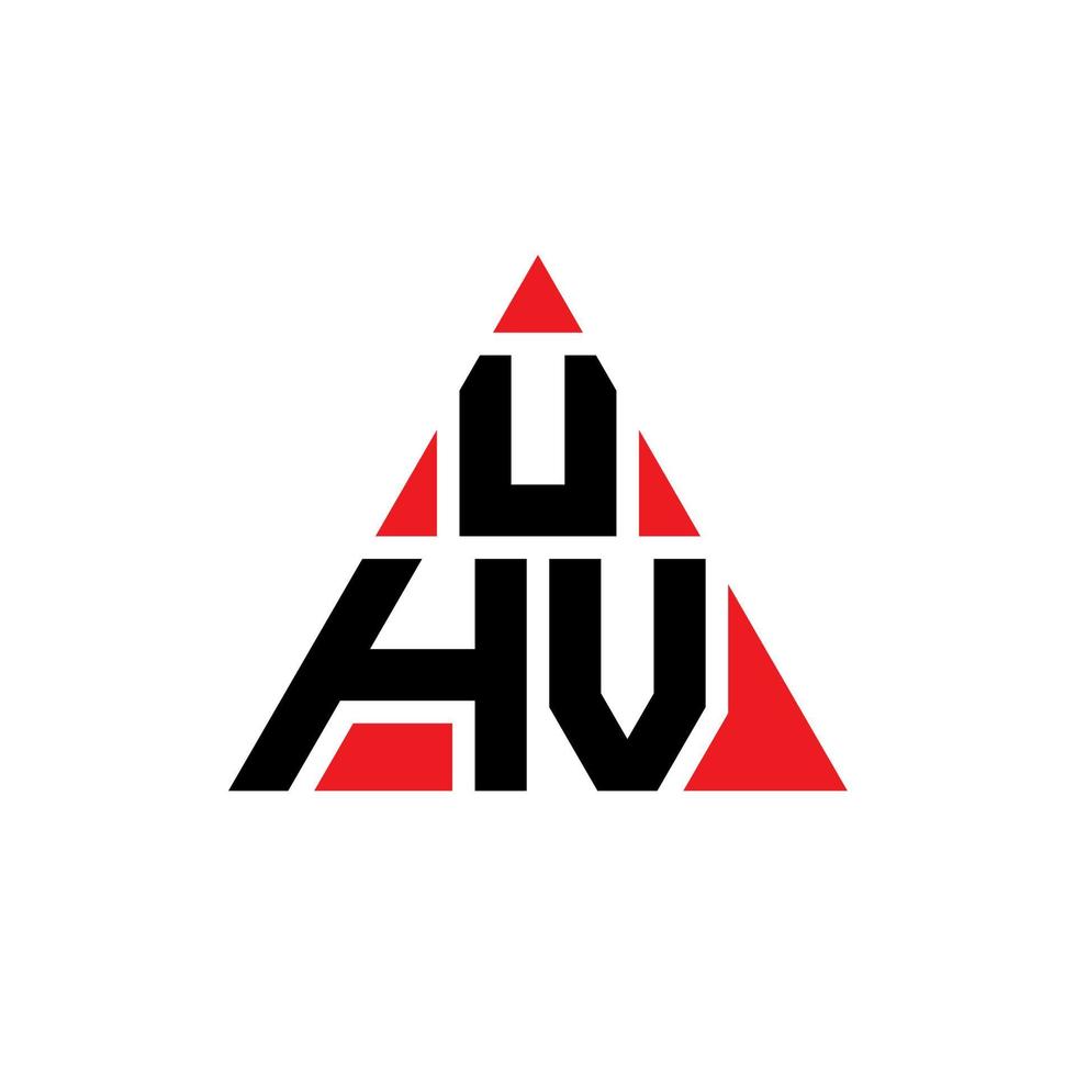 UHV triangle letter logo design with triangle shape. UHV triangle logo design monogram. UHV triangle vector logo template with red color. UHV triangular logo Simple, Elegant, and Luxurious Logo.