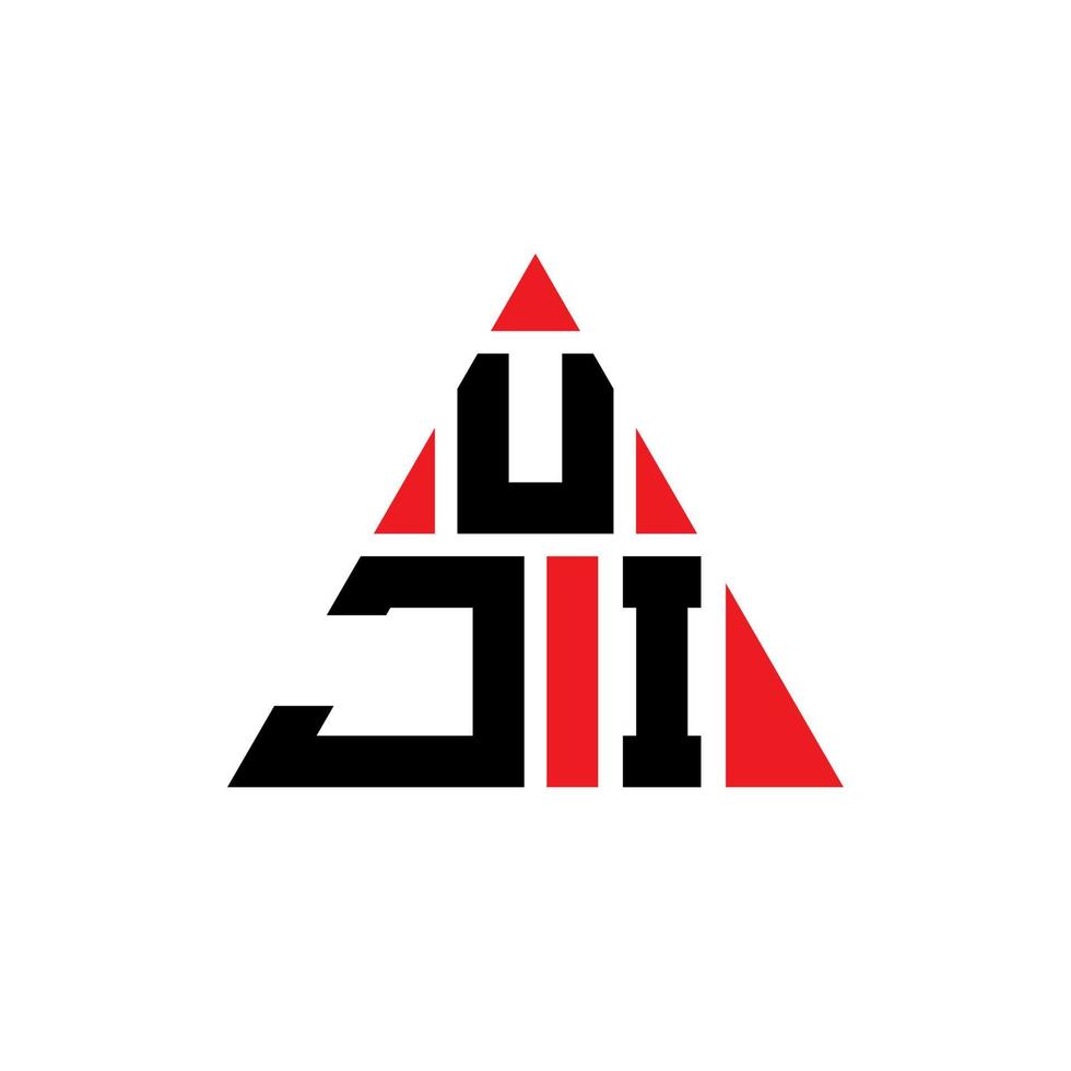 UJI triangle letter logo design with triangle shape. UJI triangle logo design monogram. UJI triangle vector logo template with red color. UJI triangular logo Simple, Elegant, and Luxurious Logo.