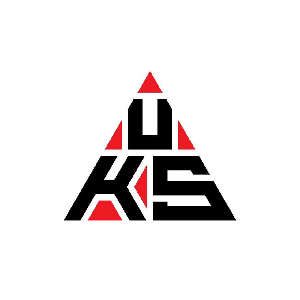 UKS triangle letter logo design with triangle shape. UKS triangle logo design monogram. UKS triangle vector logo template with red color. UKS triangular logo Simple, Elegant, and Luxurious Logo.