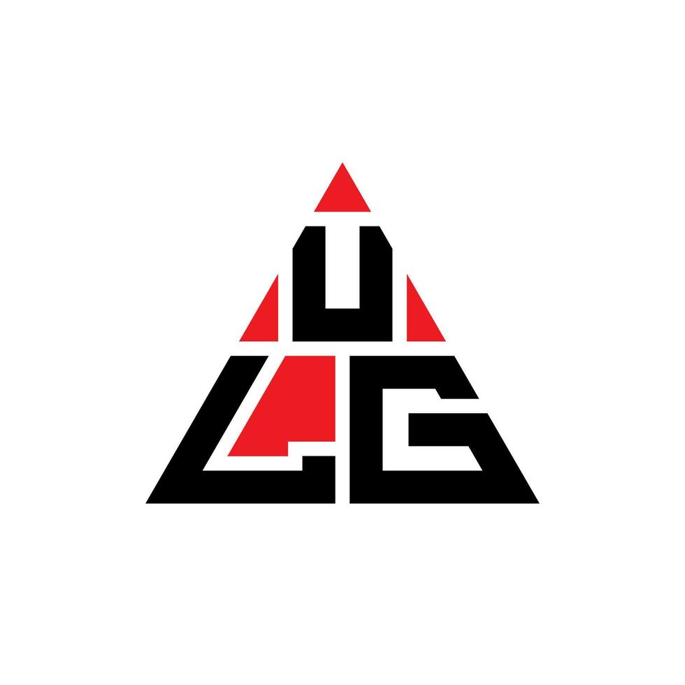 ULG triangle letter logo design with triangle shape. ULG triangle logo design monogram. ULG triangle vector logo template with red color. ULG triangular logo Simple, Elegant, and Luxurious Logo.