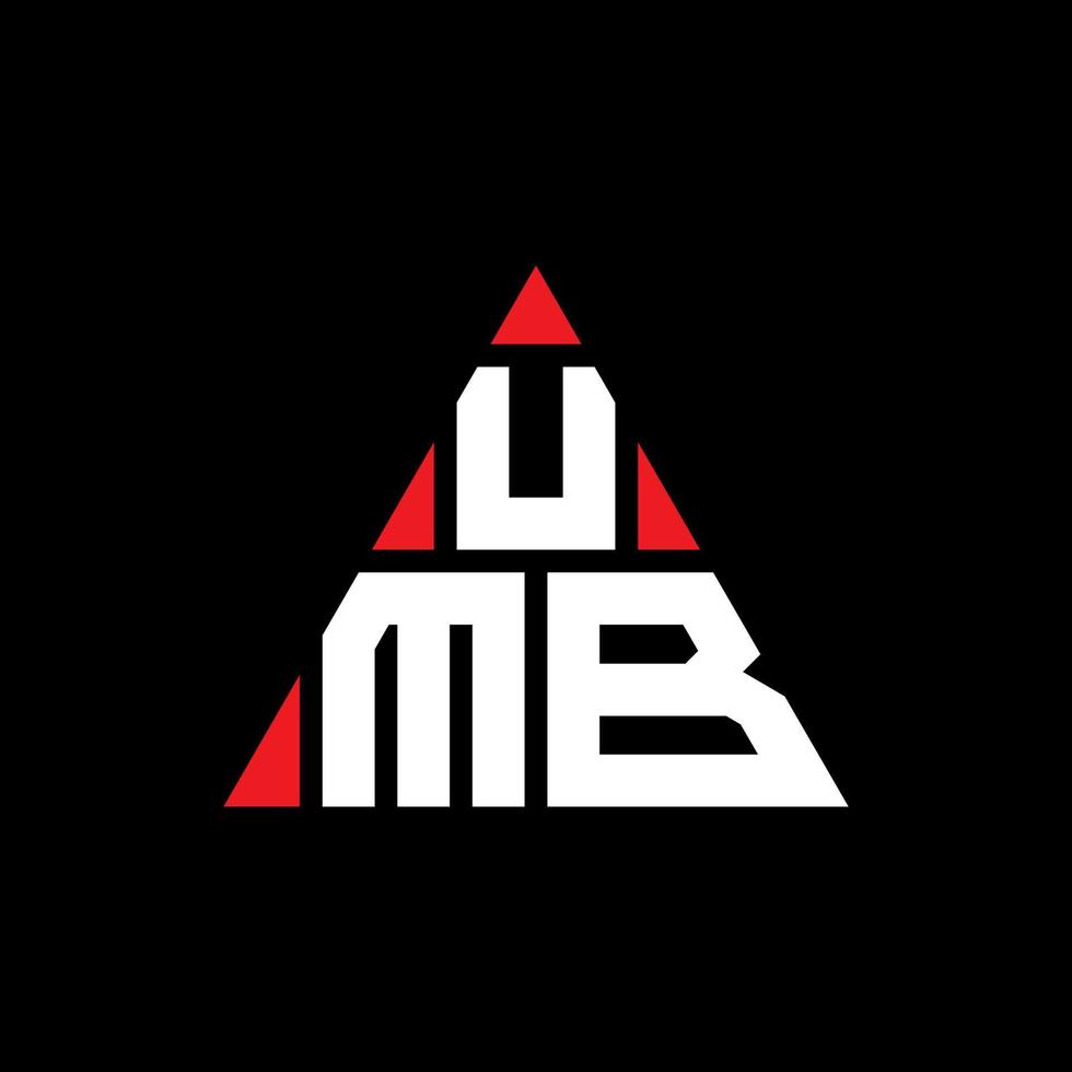 UMB triangle letter logo design with triangle shape. UMB triangle logo design monogram. UMB triangle vector logo template with red color. UMB triangular logo Simple, Elegant, and Luxurious Logo.