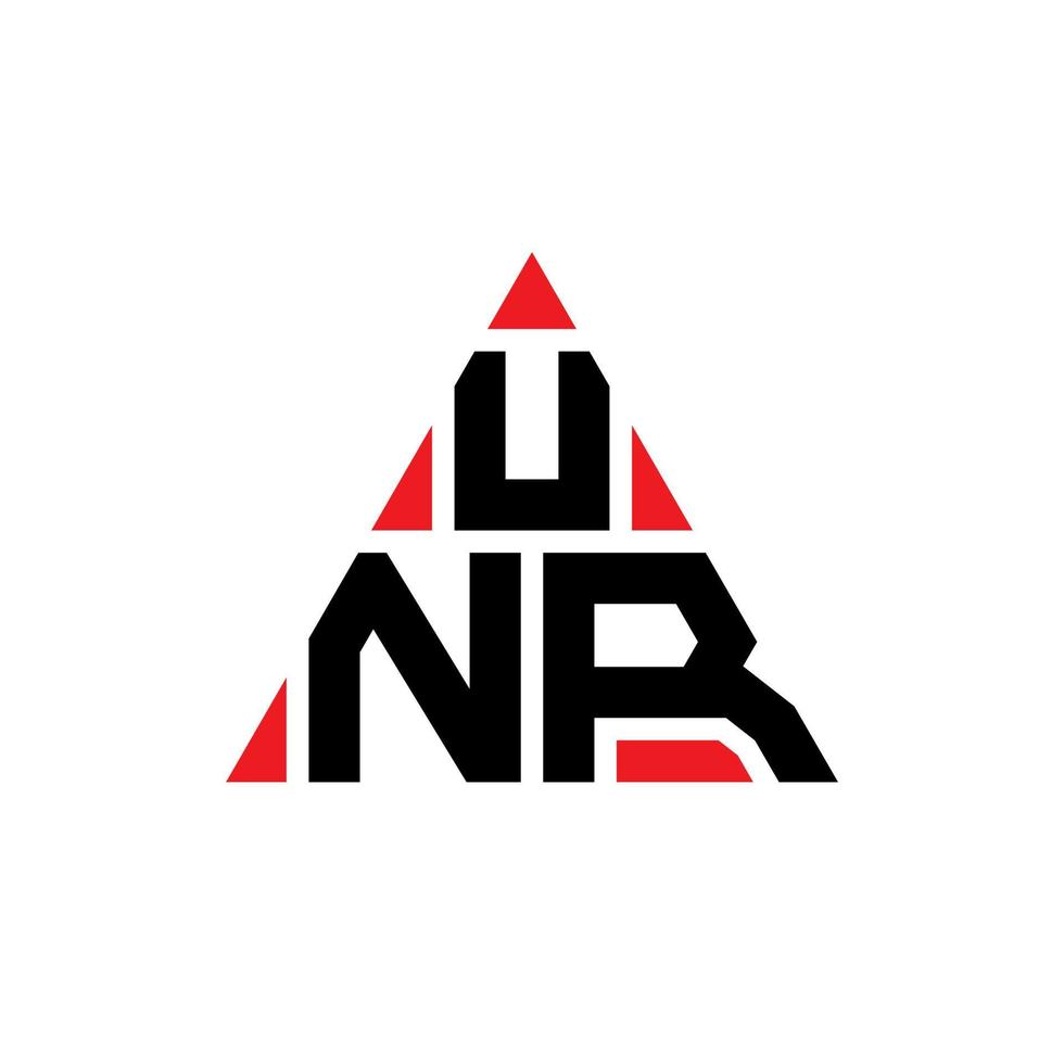 UNR triangle letter logo design with triangle shape. UNR triangle logo design monogram. UNR triangle vector logo template with red color. UNR triangular logo Simple, Elegant, and Luxurious Logo.