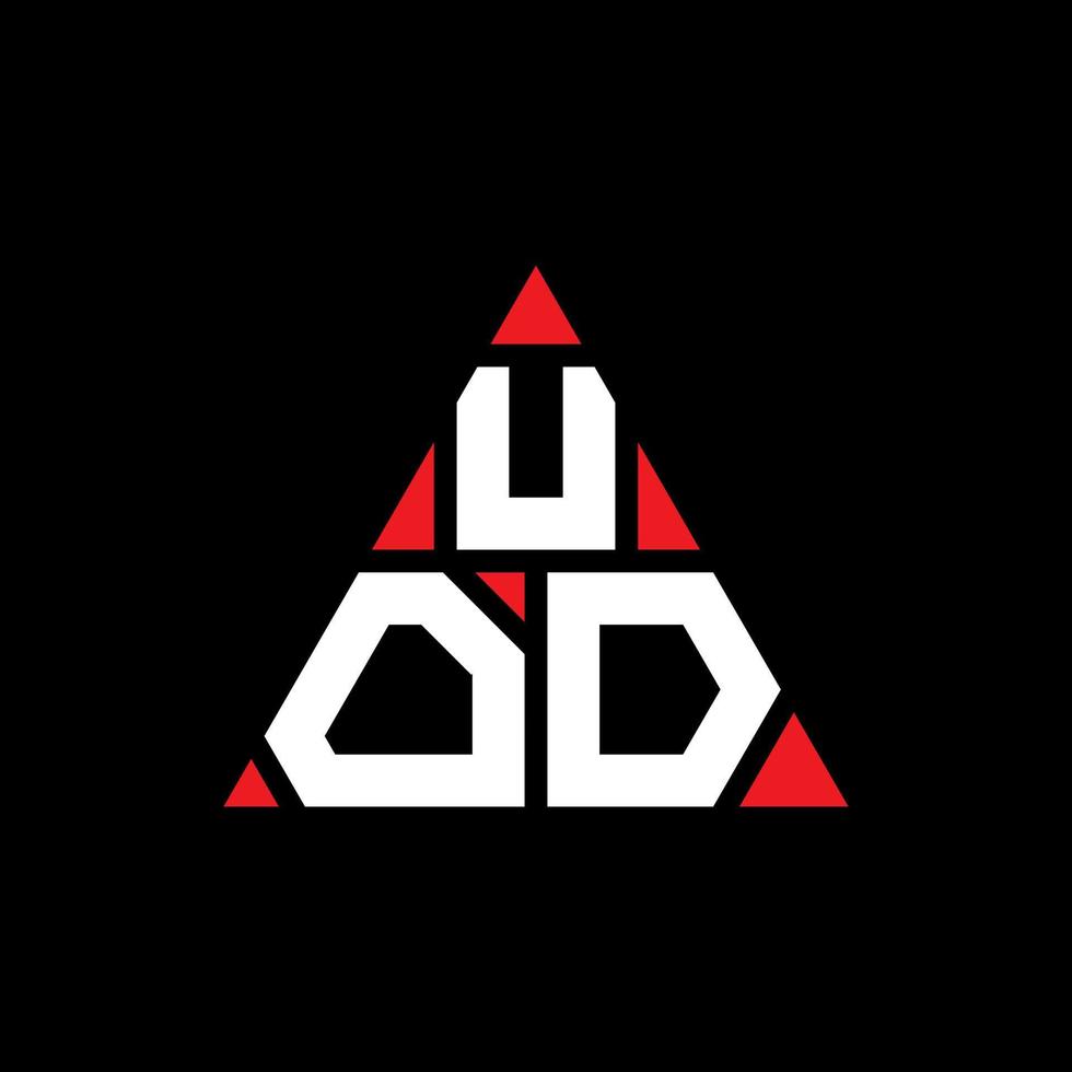 diseño de logotipo de letra triangular uod con forma de triángulo. monograma de diseño de logotipo de triángulo uod. plantilla de logotipo de vector de triángulo uod con color rojo. logotipo triangular uod logotipo simple, elegante y lujoso.