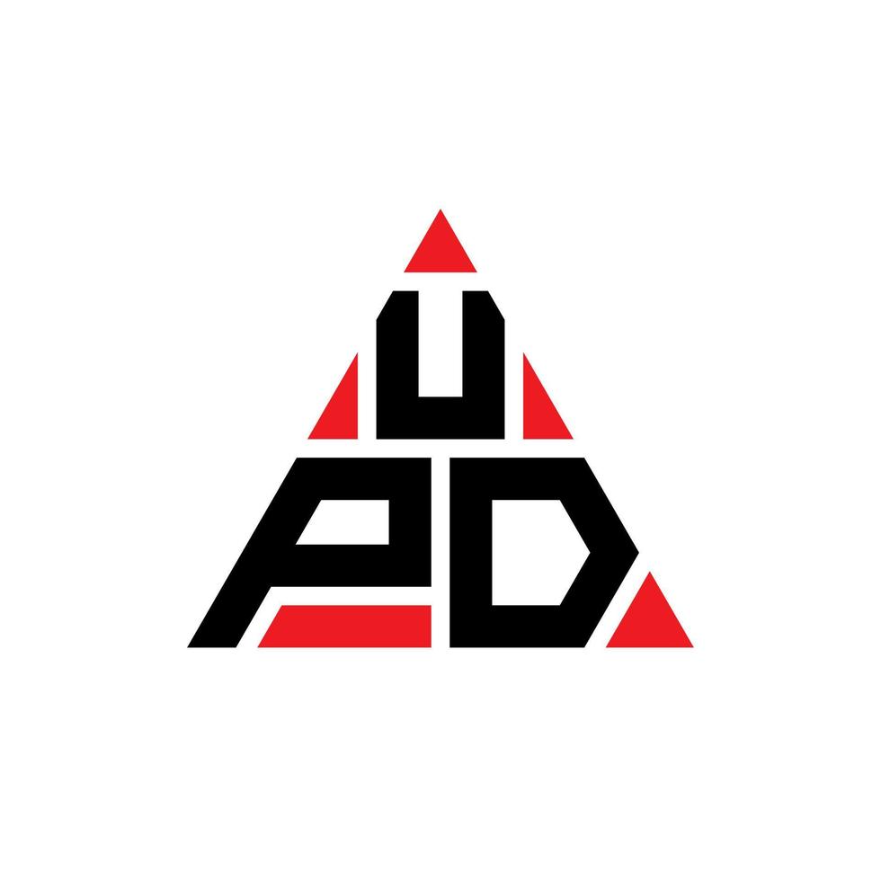 upd diseño de logotipo de letra triangular con forma de triángulo. monograma de diseño de logotipo de triángulo upd. plantilla de logotipo de vector de triángulo upd con color rojo. upd logo triangular logo simple, elegante y lujoso.