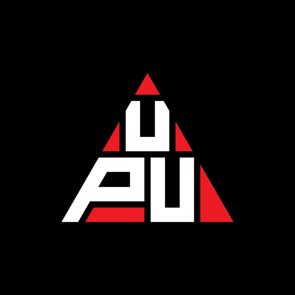 UPU triangle letter logo design with triangle shape. UPU triangle logo design monogram. UPU triangle vector logo template with red color. UPU triangular logo Simple, Elegant, and Luxurious Logo.