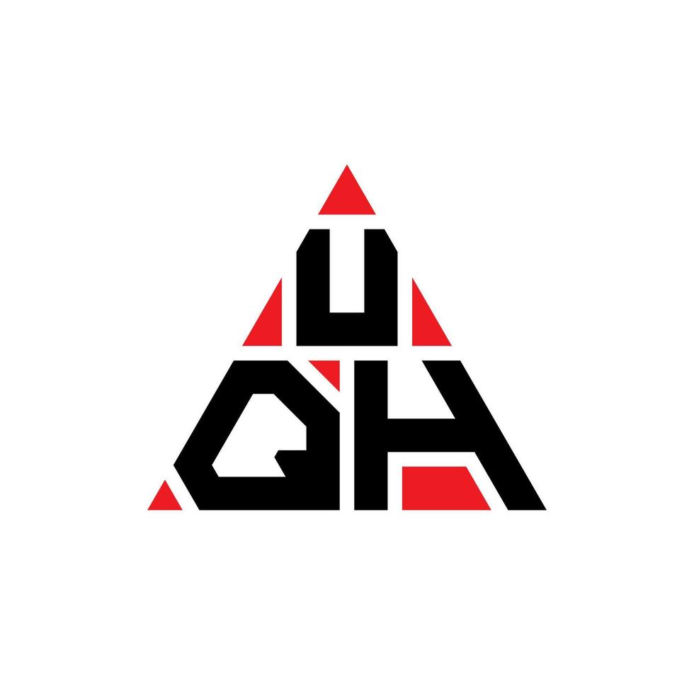 UQH triangle letter logo design with triangle shape. UQH triangle logo design monogram. UQH triangle vector logo template with red color. UQH triangular logo Simple, Elegant, and Luxurious Logo.