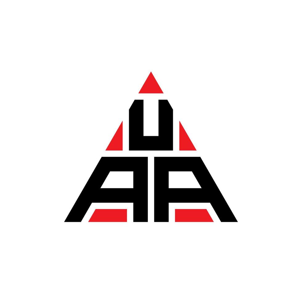 UAA triangle letter logo design with triangle shape. UAA triangle logo design monogram. UAA triangle vector logo template with red color. UAA triangular logo Simple, Elegant, and Luxurious Logo.