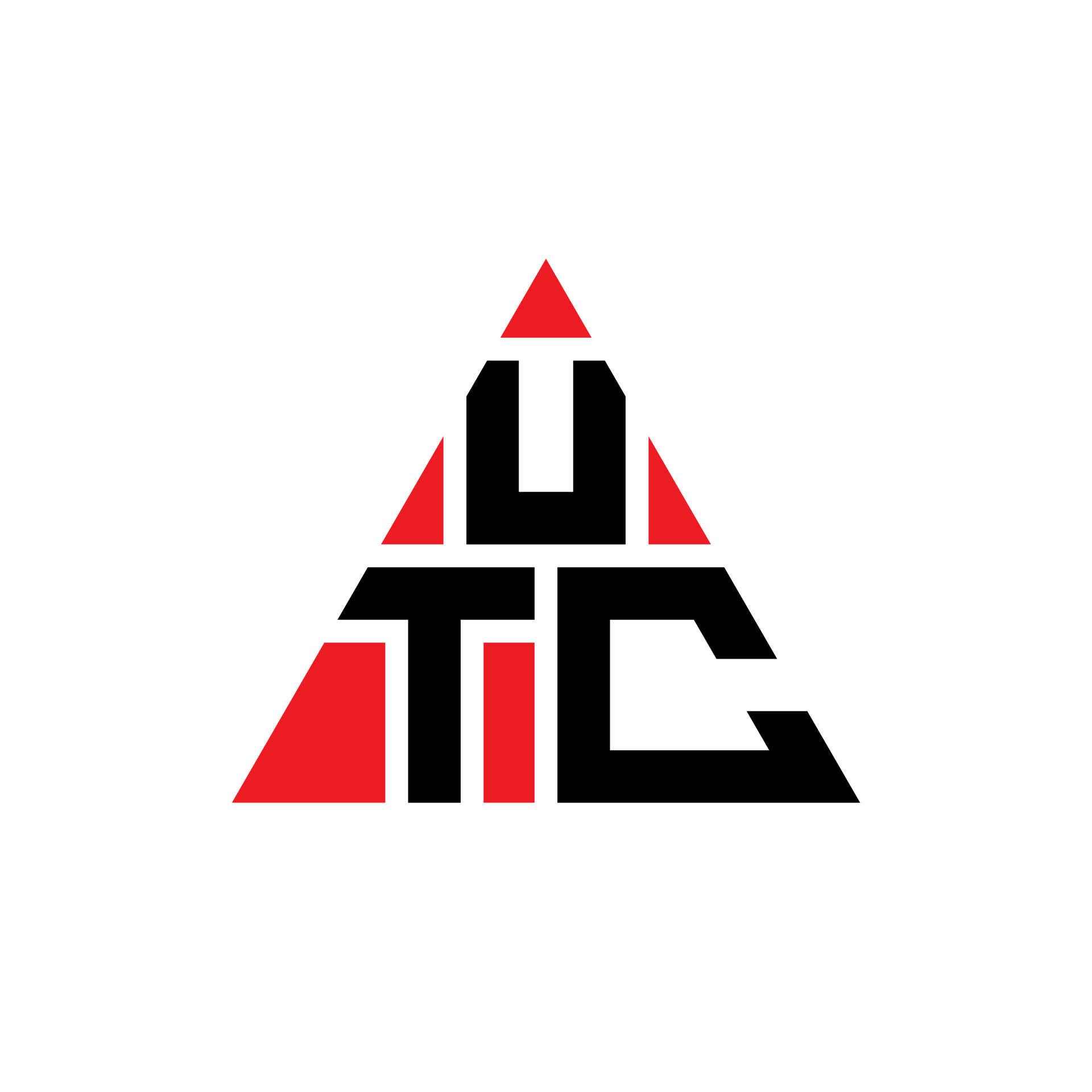 diseño de logotipo de letra triangular utc con forma de triángulo
